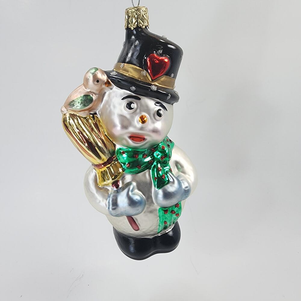 Glass Blown Snowman Christmas Ornament